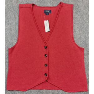 Maeve Anthropologie Vest Womens XL Red Knit Button Close